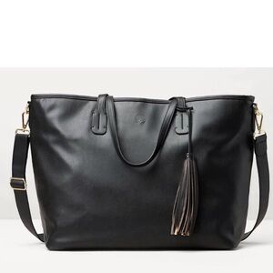 Black Vegan Leather ToteBaby Tote Bag with Tassel discontinued
